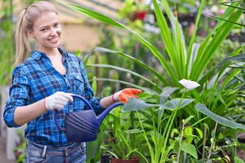 Team member preparing tools for garden maintenance in Tooting